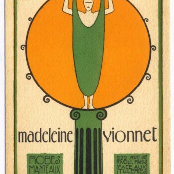 Even the woman in the Vionnet logo looks unsure how to put on her new Vionnet dress - Madeleine Vionnet logo designed by Ernesto Michahelles dit Thayaht, 1922