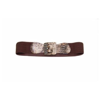 Vintage belts - 80s Brown Snake Skin Elasticated Belt