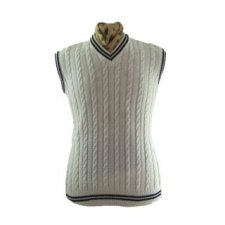 Mens Tank tops-White cable knit tank top