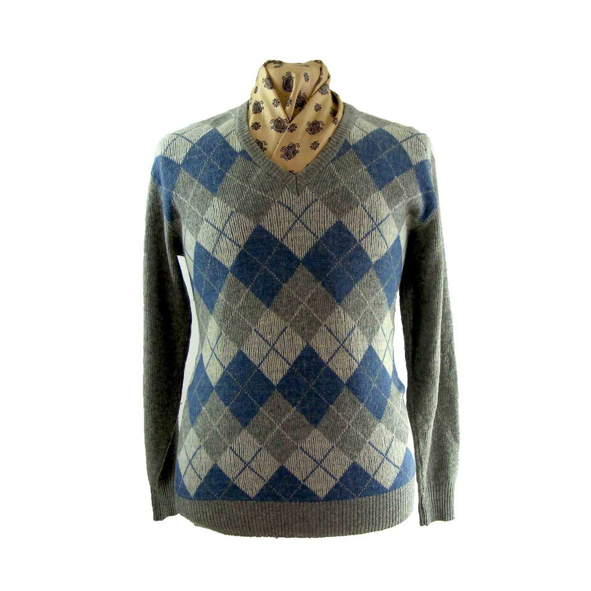 Italian knit jacquard sweater Vintage Clothing Blue 17