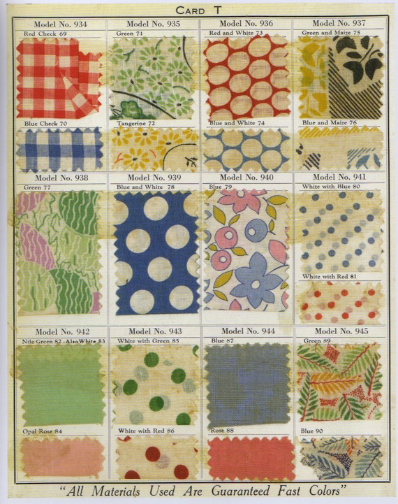 Cotton fabric samples, c.1930. Cotton fabric samples, c.1930.