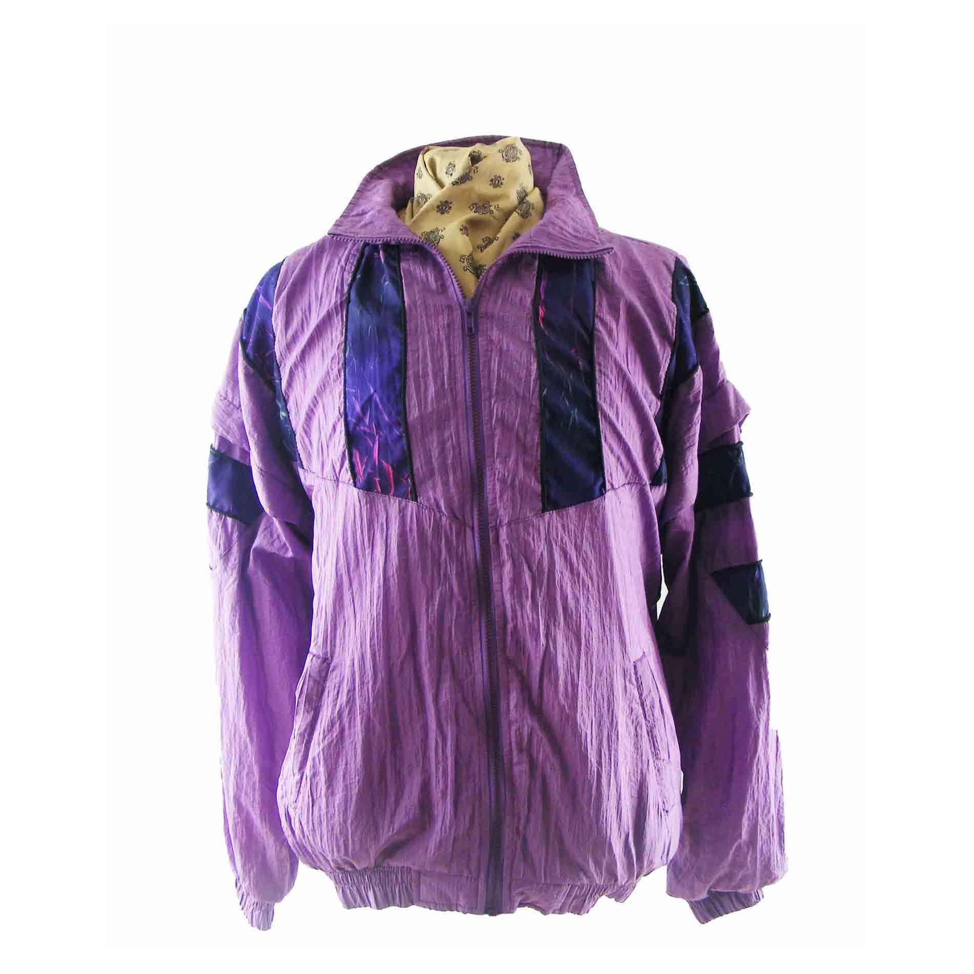 80s retro purple shell suit top