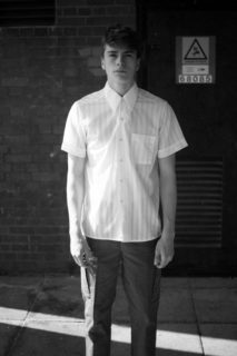 Mens Fashion Photo shoot - Ben Sherrel models white aertex casual shirt