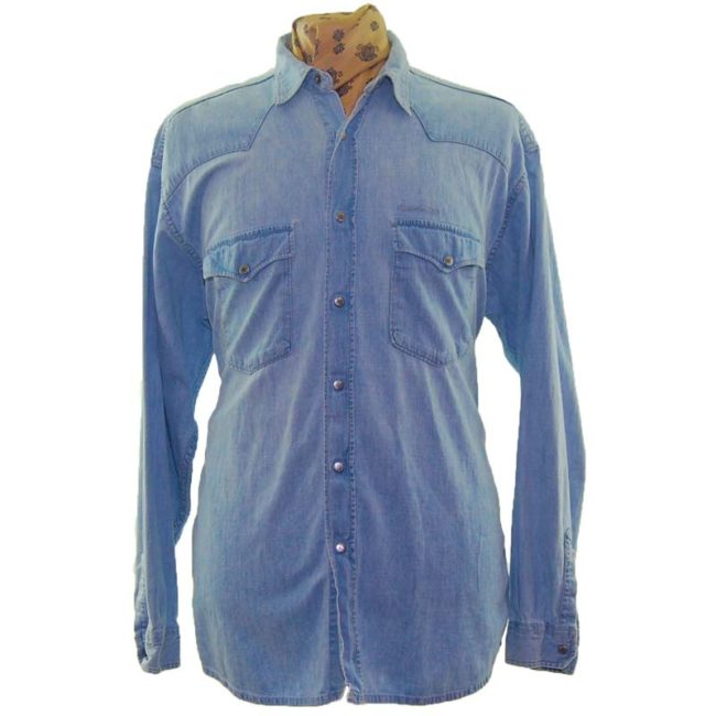 Mustang Pale Blue Denim Western Shirt