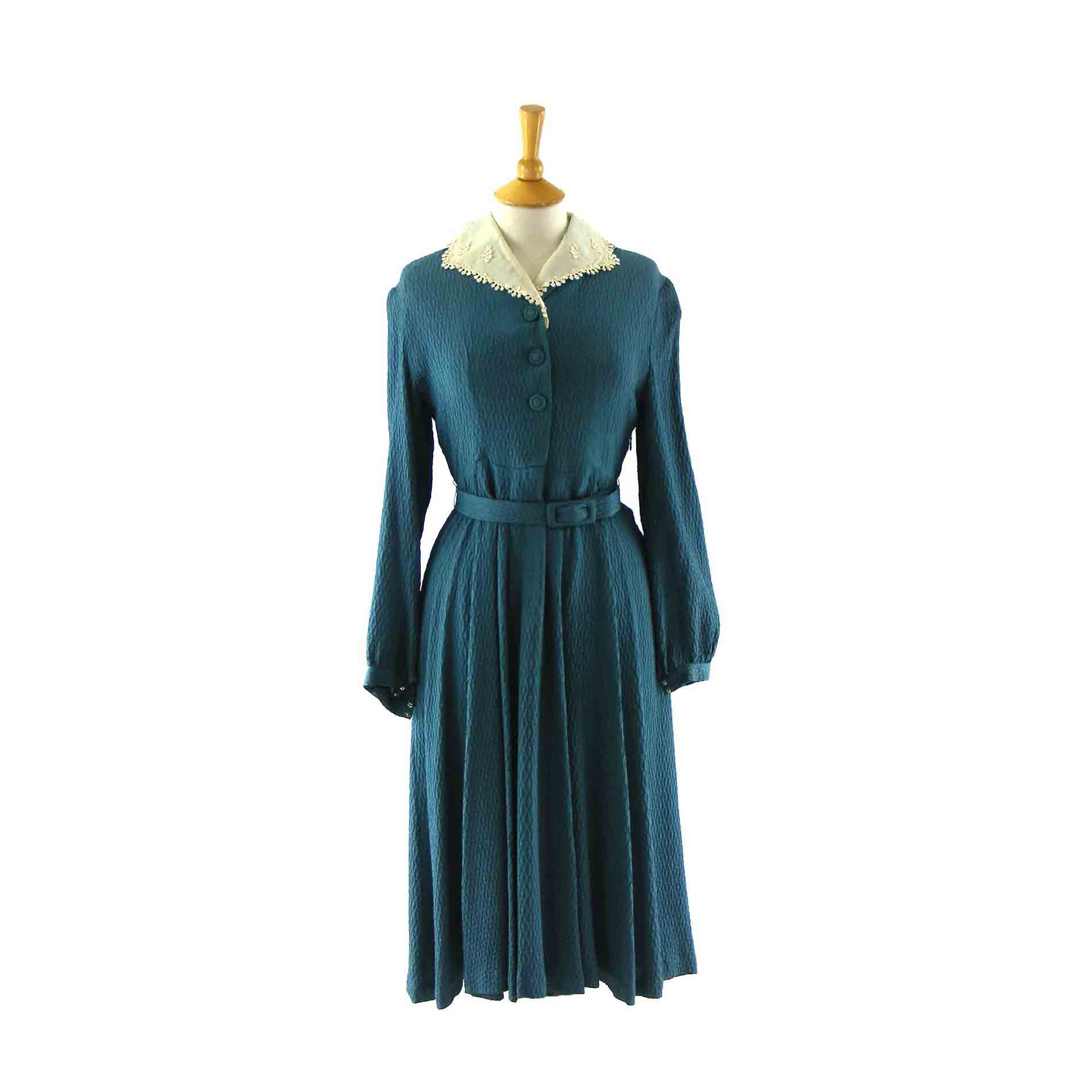 Blue 40s dress - Blue 17 Vintage Clothing