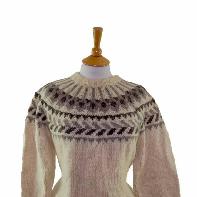 Womans Pure White Wool Scandinavian Jumper- Blue 17 Vintage Clothing