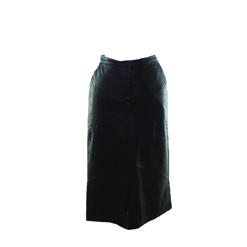 Maxi Black Leather Skirt - UK 8 - Blue 17 Vintage Clothing