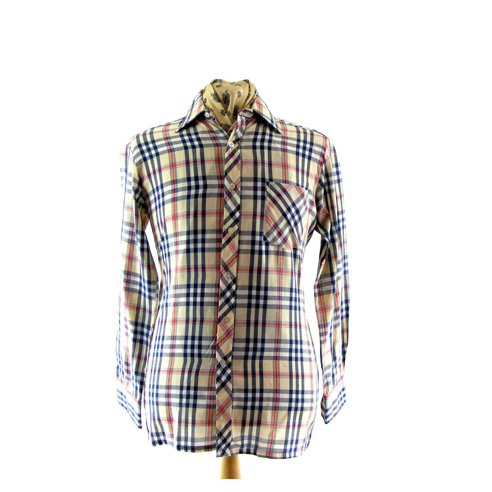 Vintage Checked 70s shirt - Blue 17 Vintage Clothing