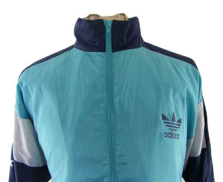 80s Adidas Shell Suit Top - Blue 17 Vintage Clothing