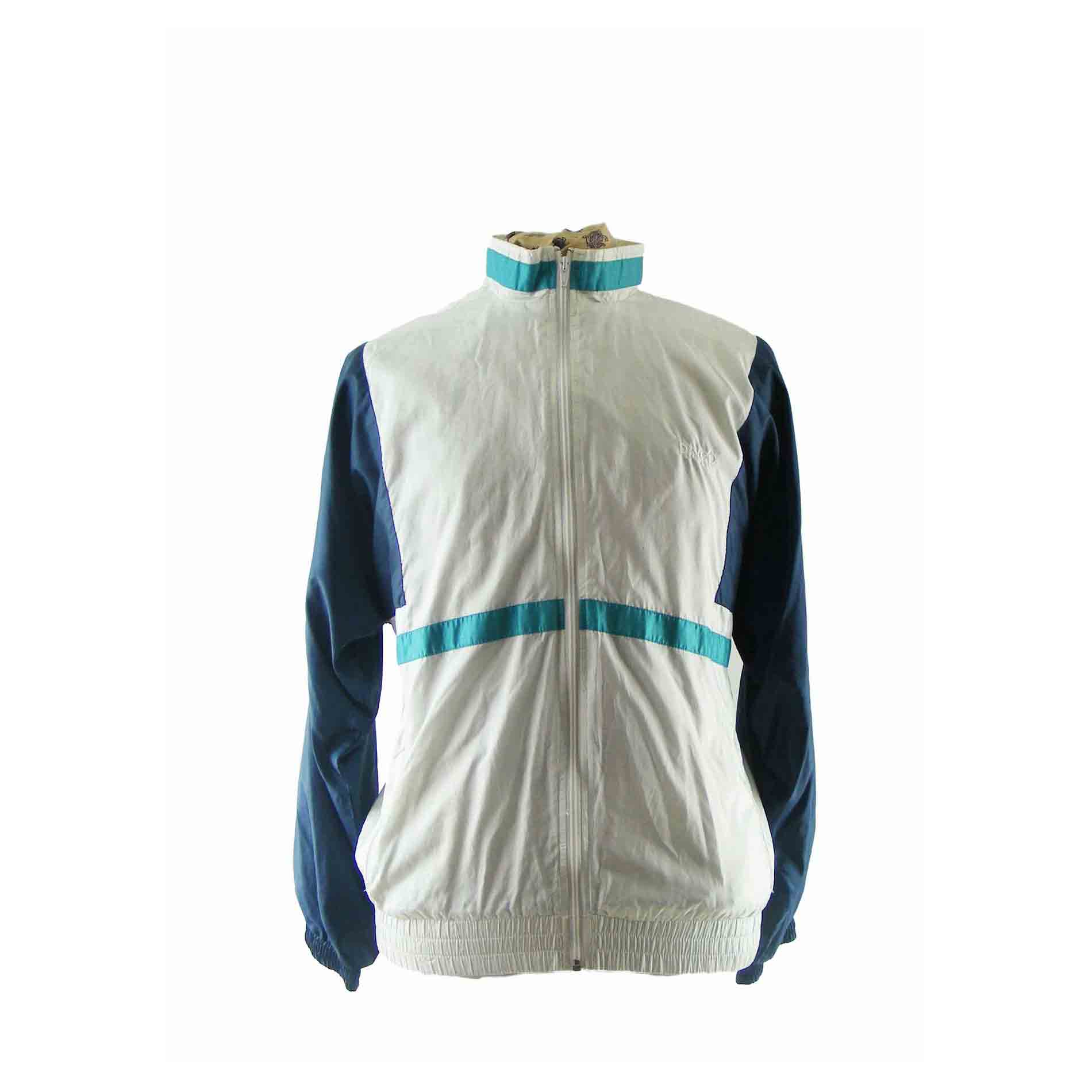 80s Dingo Blue & White shell suit top - L - Blue 17 Vintage Clothing