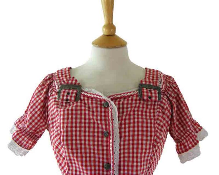 90s Red Gingham Top - Blue 17 Vintage Clothing