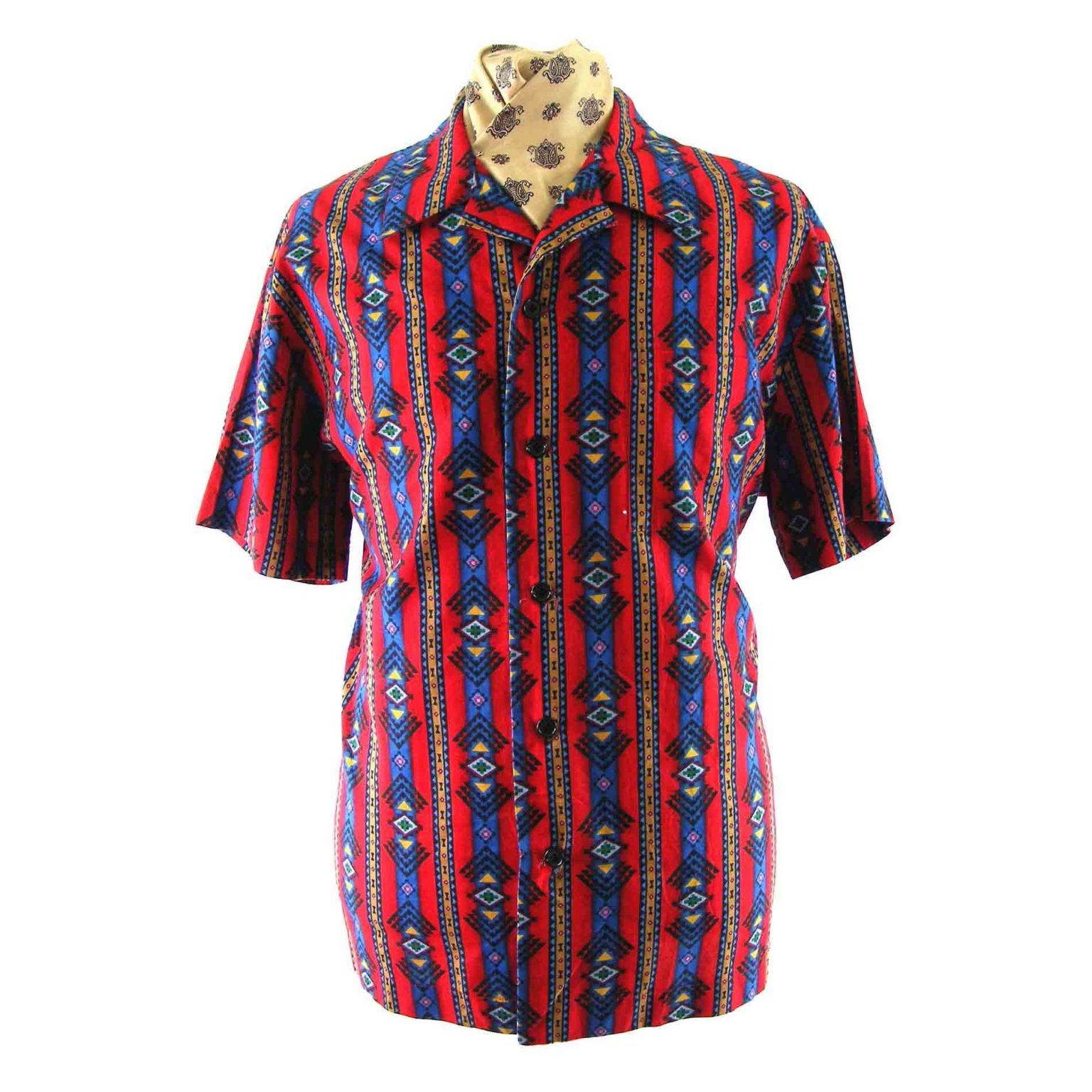 90s Western Multicoloured Shirt - Blue 17 Vintage Clothing