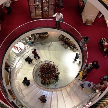 Angele Delanghe and Fortnum & Mason spiral staircase