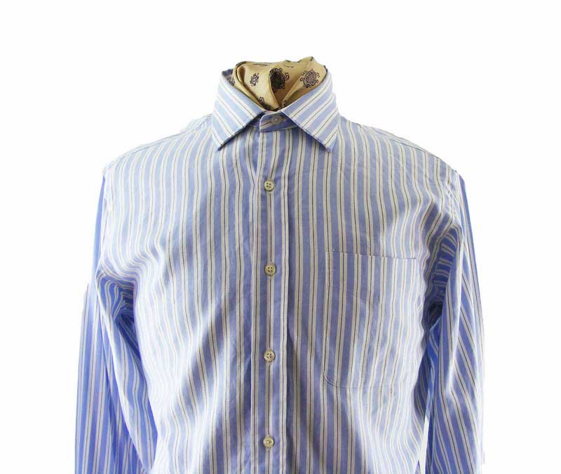 Blue & White Polo Ralph Lauren Shirt - L - Blue 17 Vintage Clothing