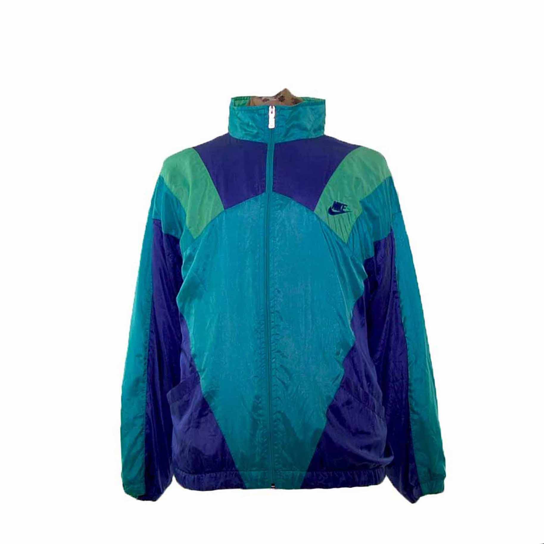 Arábica Noreste rastro Nike Green Contrast Shell Suit Jacket - Blue 17 Vintage Clothing