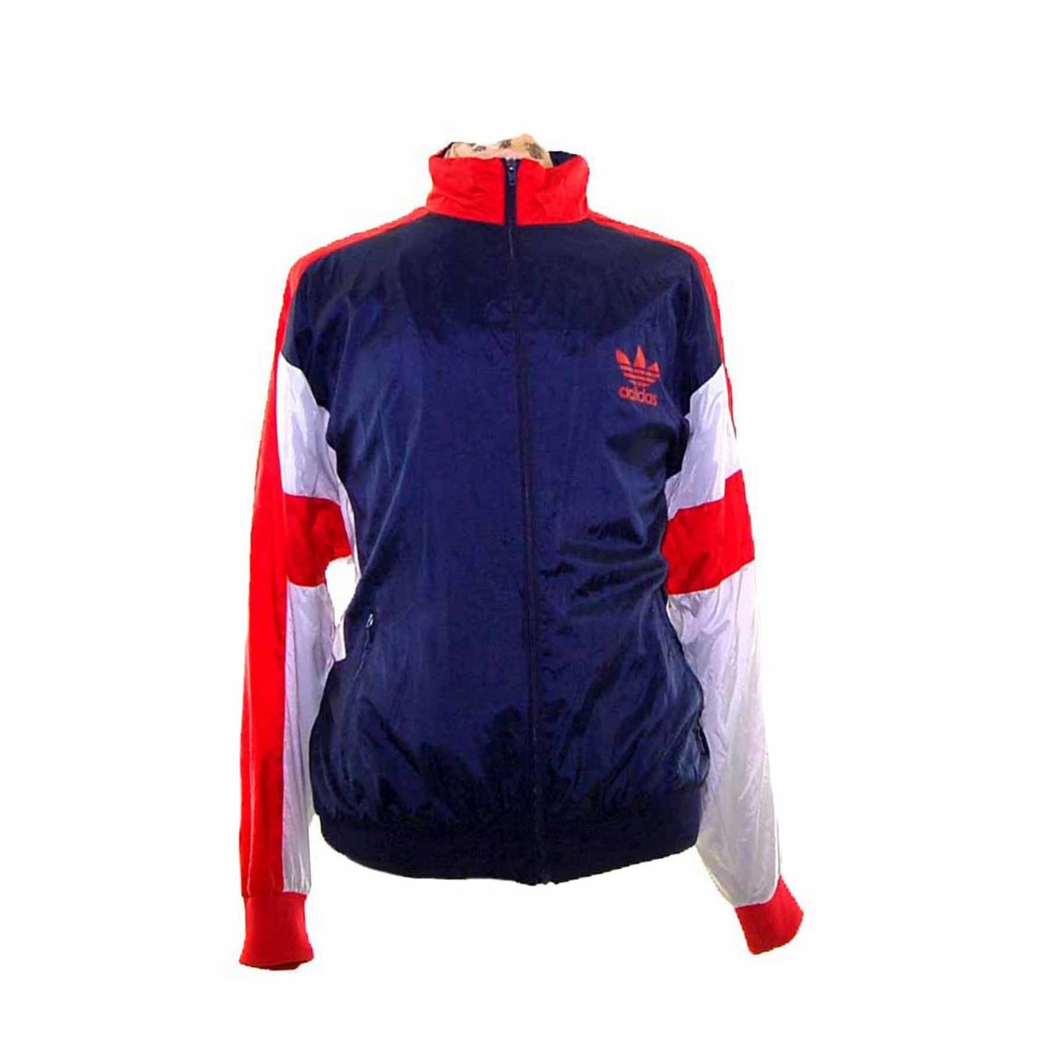 adidas jacket red white blue