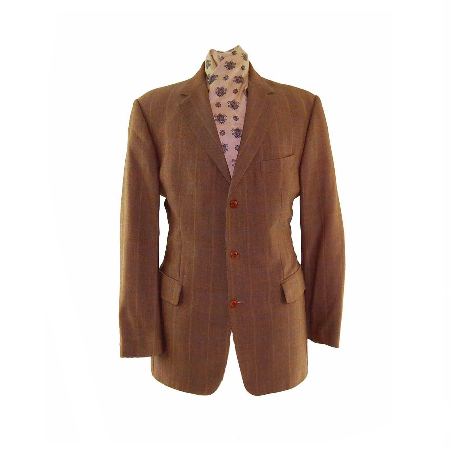 Burberry Brown Herringbone Checked Blazer - Blue 17 Vintage Clothing