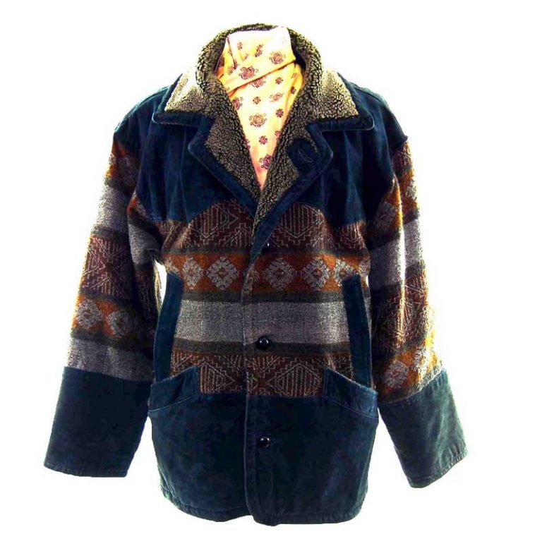 Mens Aztec Jacket UK L Blue 17 Vintage Clothing   Mens Aztec Jacket 768x764 