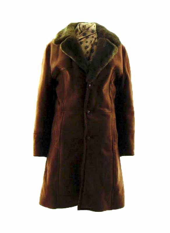 Dark Brown Sheepskin Coat. - UK M - Blue 17 Vintage Clothing