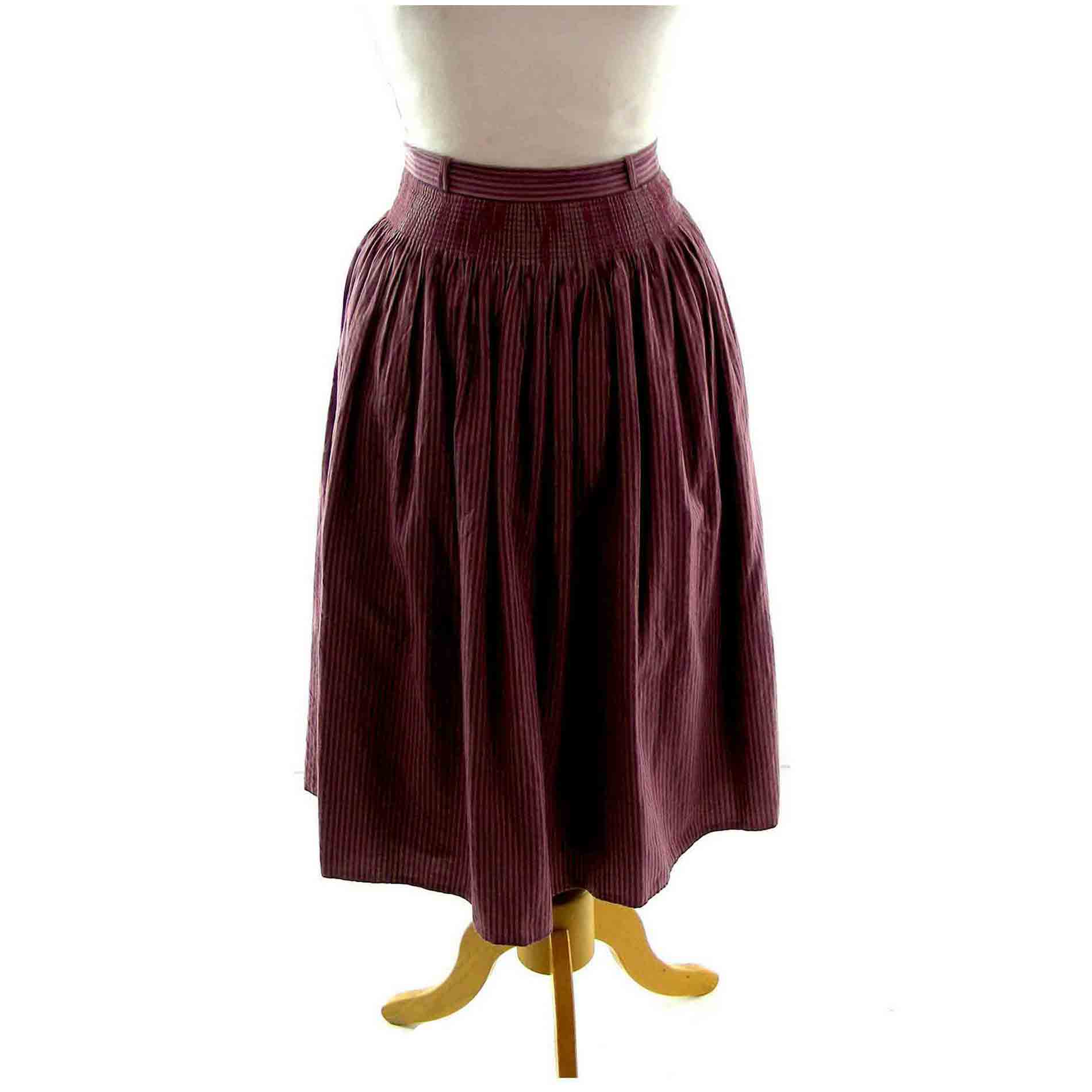 Plum Dirndl Skirt UK Size 6- Blue 17 Vintage Clothing