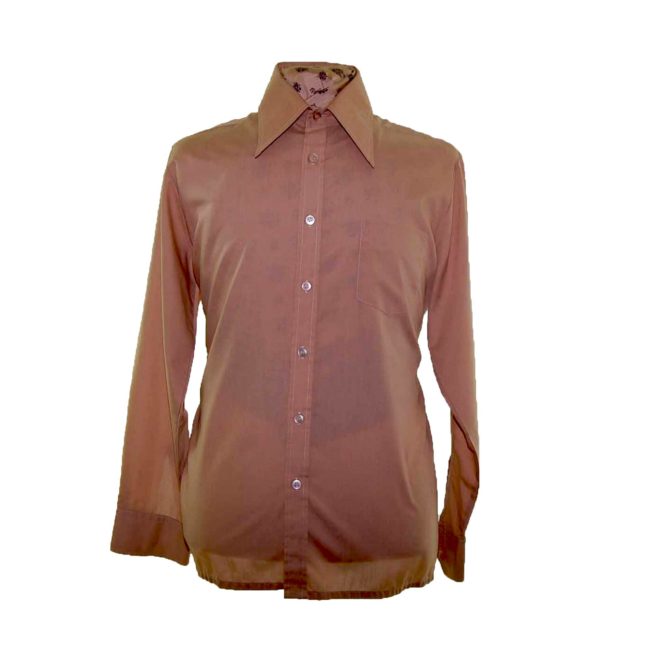 70s Tan Brown Long Sleeve Shirt