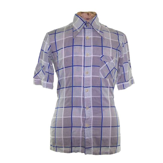 70s Graphic Checked Short Sleeve Shirt