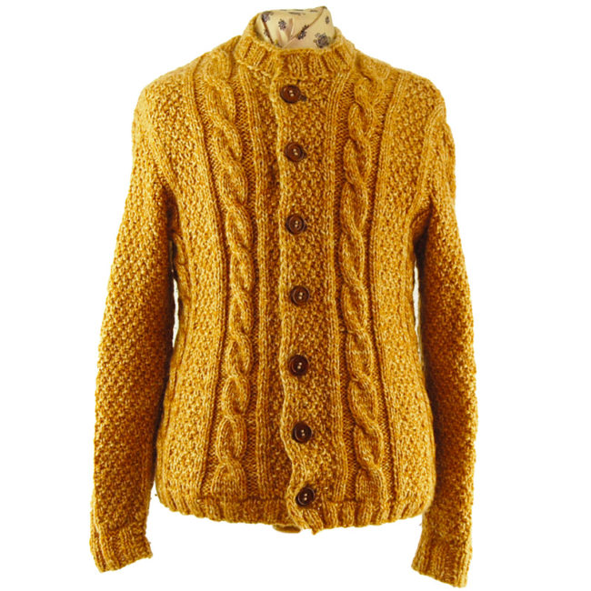 Yellow Vintage Cableknit Cardigan