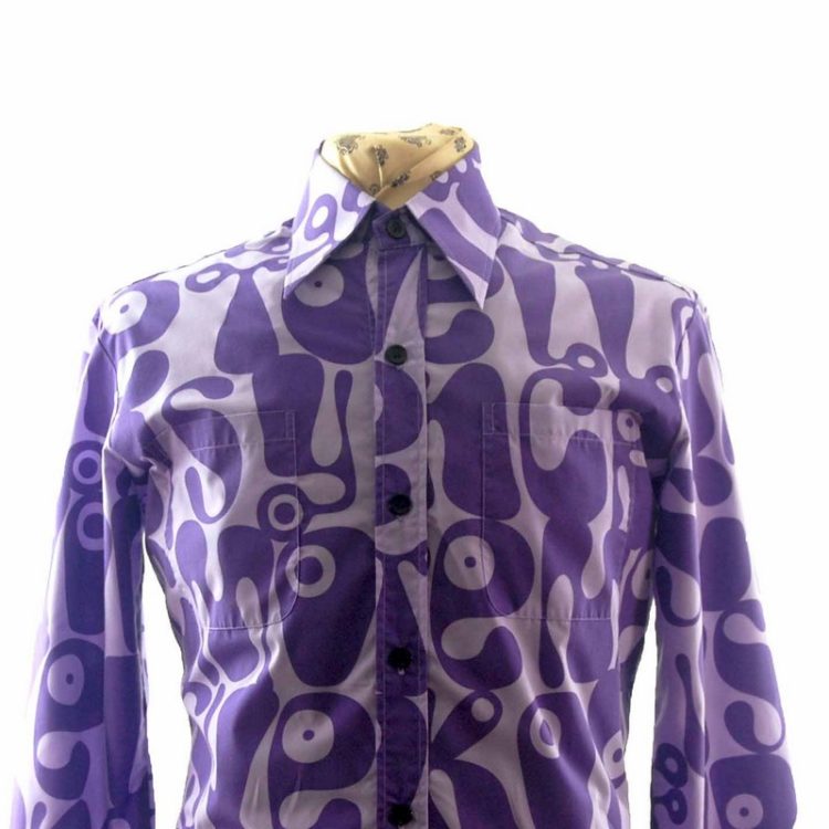 Chenaski Purple Long Collared Shirt - Blue 17 Vintage Clothing