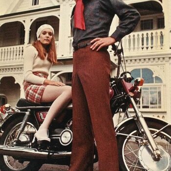 Judith Baragwanath and Rhys Jones wearing their 70s shirts in the early 1970s, photo by Max Thomson