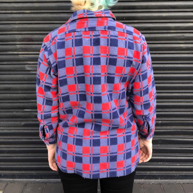 back of Vintage Champion Fleece Checkered Shirt