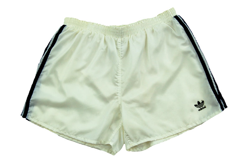 Adidas Satin White Sport Shorts - UK XL - Blue 17 Vintage Clothing