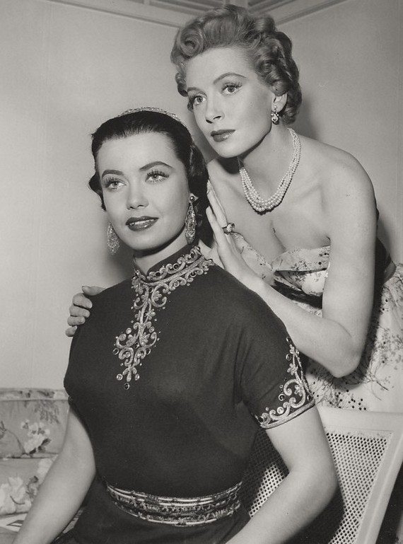 Betta St. John (left) & Deborah Kerr, -ravishing with shorter hair(Right) in Dream Wife,1953