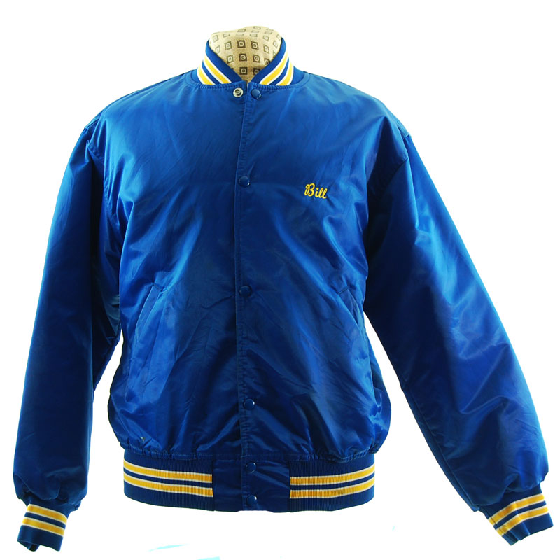 Blue Satin Baseball Jacket - UK L - Blue 17 Vintage Clothing