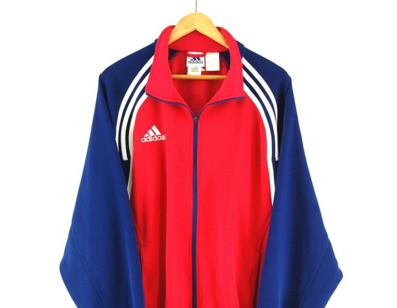 Red and Blue Adidas Track Jacket - Blue 17 Vintage Clothing