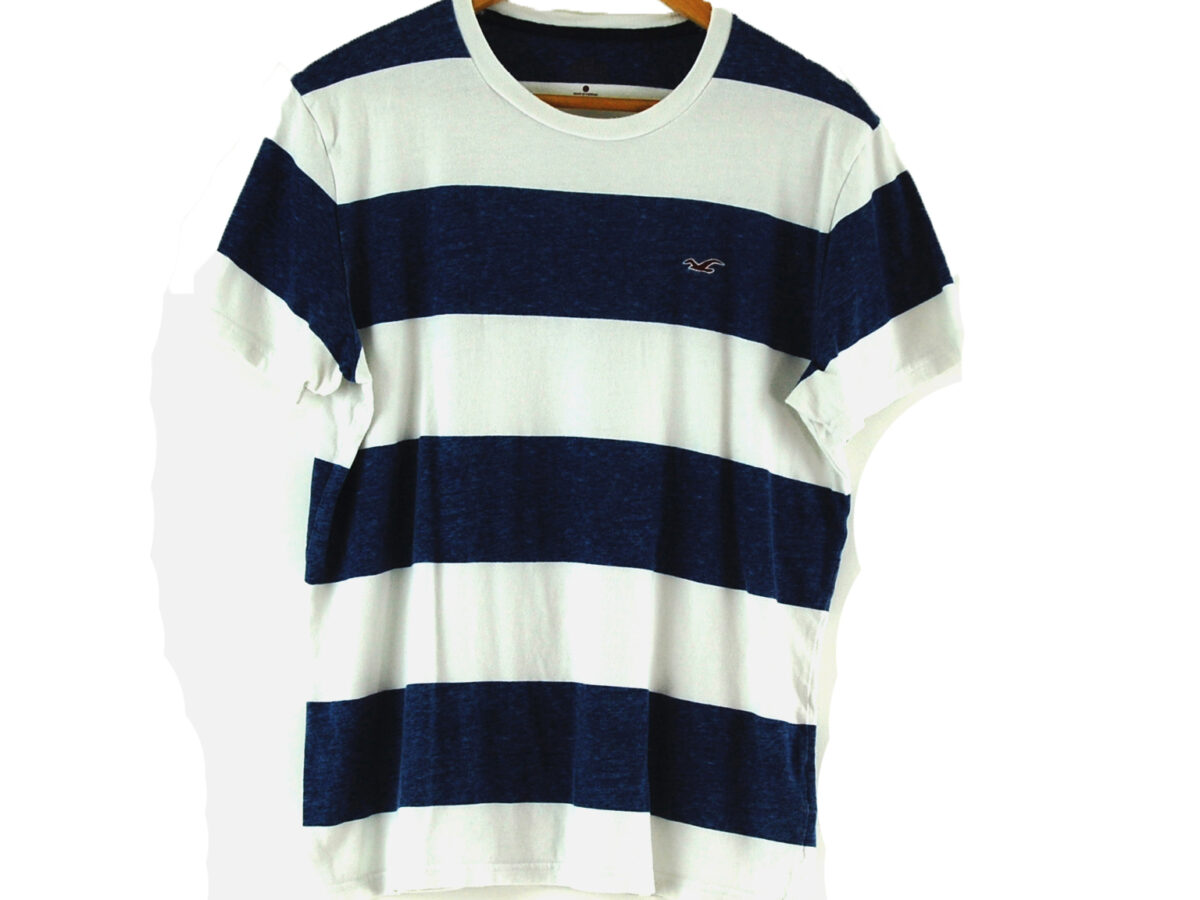 Hollister Striped t-shirt - UK L - Blue 17 Vintage Clothing