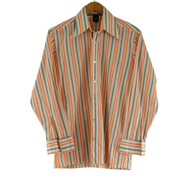 Orange and Green Striped Shirt - Blue 17 Vintage Clothing
