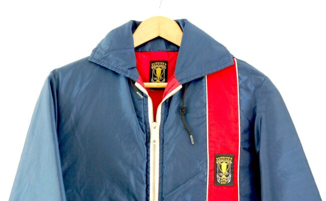 Close up of of Red And Blue Americas Cup Jacket