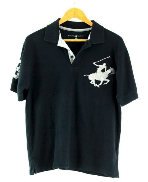 Horse logo Polo Shirt - UK M - Blue 17 Vintage Clothing