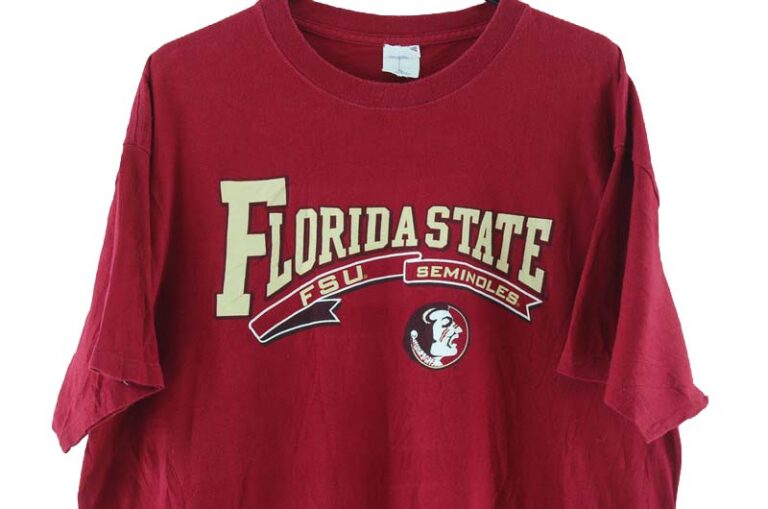 Florida State FSU Seminoles Burgundy Tee - UK XL -Blue 17 Vintage Clothing