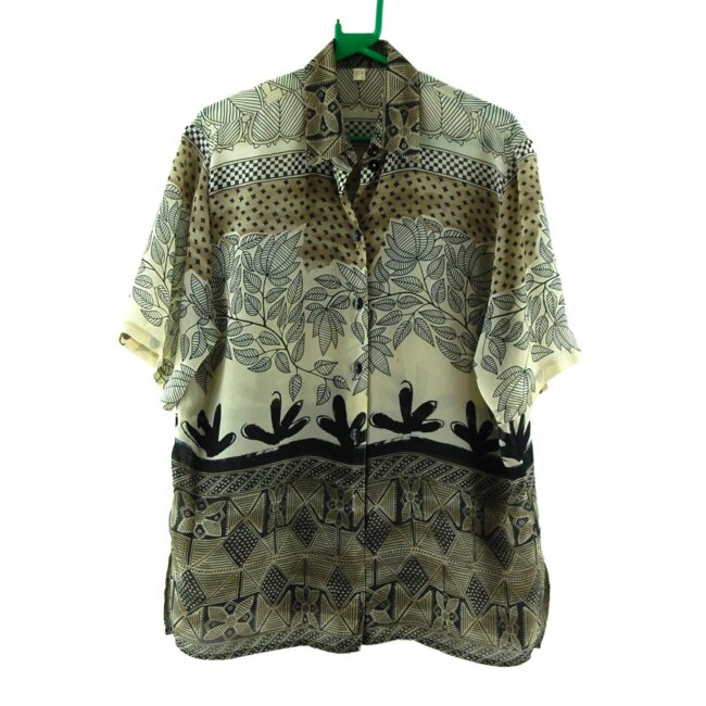 90s Leaves Print Blouse