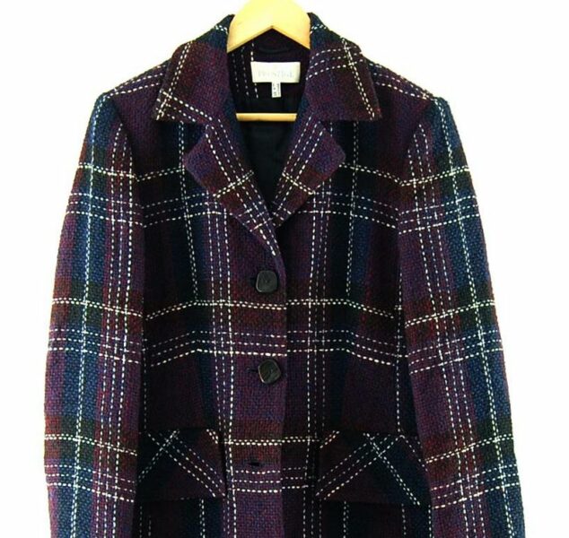 Prestige Elegance S A Paris Check Coat - UK 12 - Blue 17 Vintage Clothing