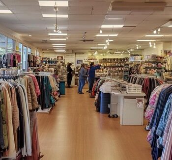 Are Thrift Stores Profitable - The interior of a successful thrift store, showcasing a clean and well-organized layout with attractive displays of high-quality merchandise.