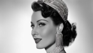 1930s Women's Fashion - A glamorous 1930s Hollywood actress wearing iconic accessories inspired by the era's film stars