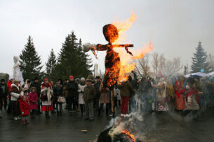 clothes recycling banks. Maslenitsa